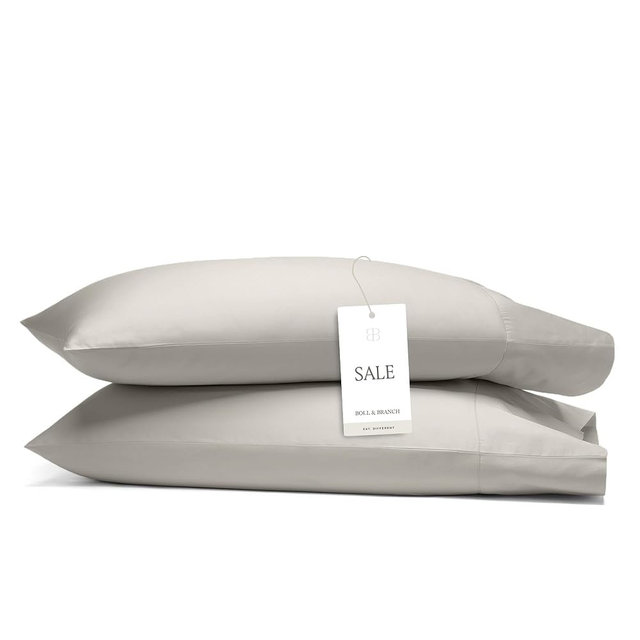 Boll & Branch Signature Hemmed Pillowcase Set - Standard, Pewter - Luxury 100% Organic Cotton - Buttery Soft and Breathable - Softer with Every Wash - 2 Pillowcases Included