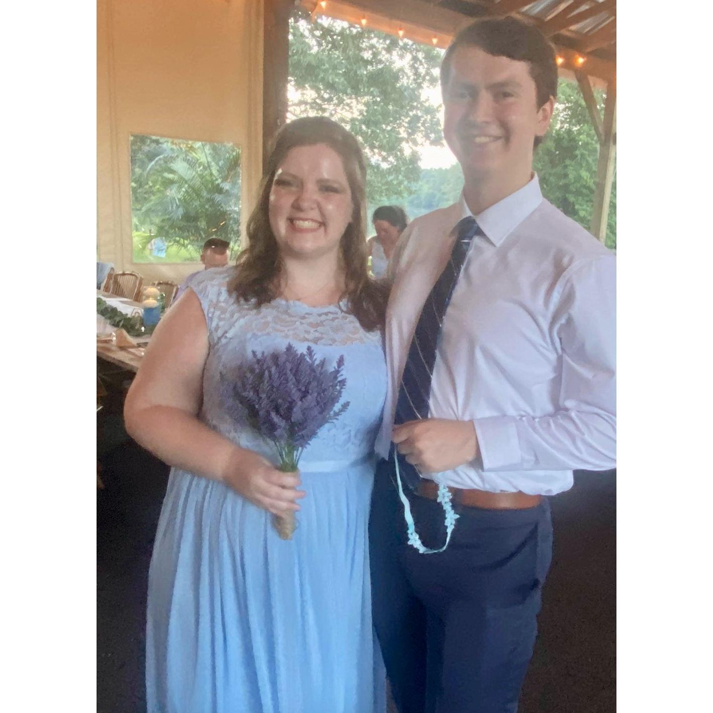 We caught the bouquet and garter and were later engaged in less than a year from when this picture was taken!