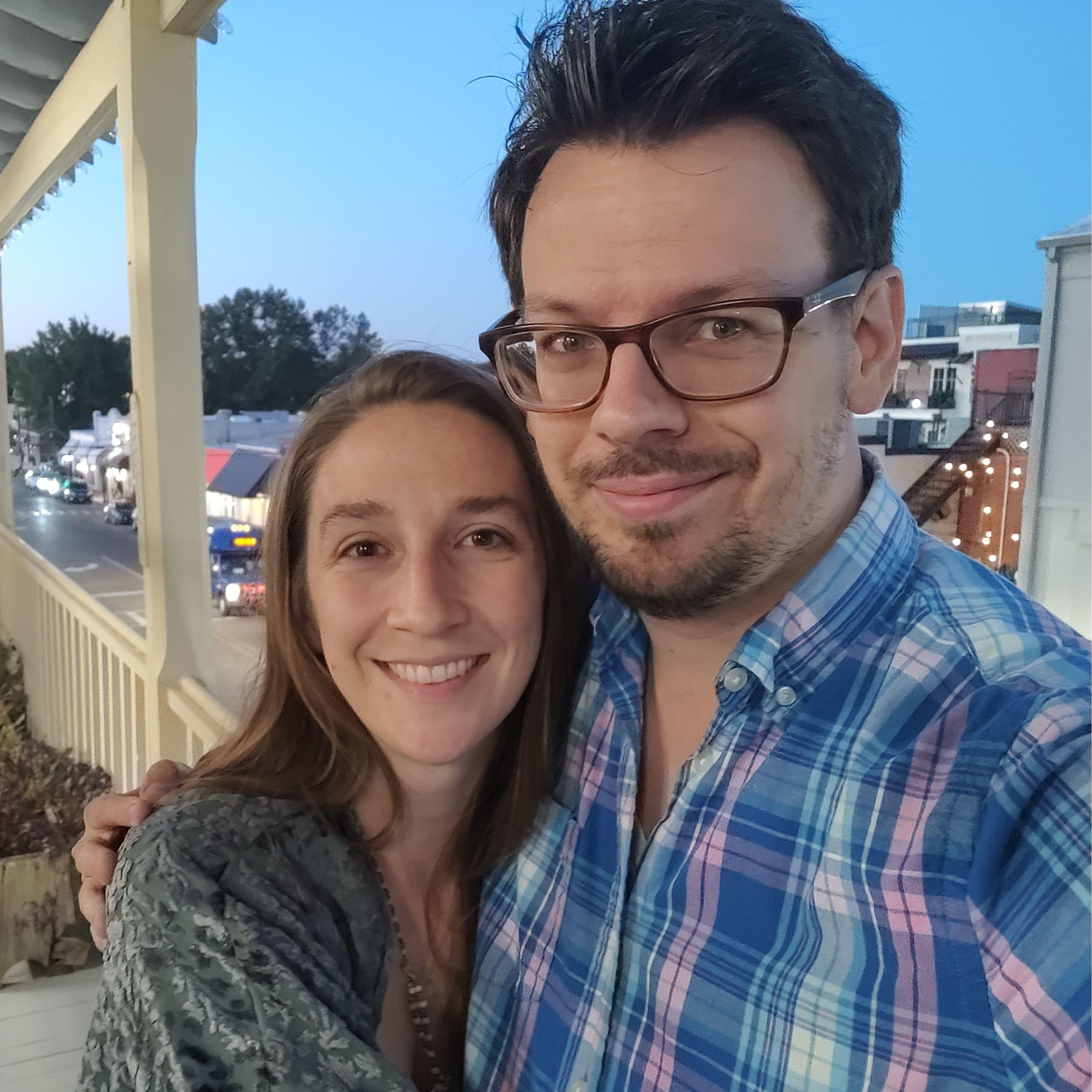 On the Square Books balcony in Oxford, Mississippi. Despite being a Mississippi State fan for some reason, Stephen didn't follow through with his threat to yell "Hail State" in the middle of Ajax.