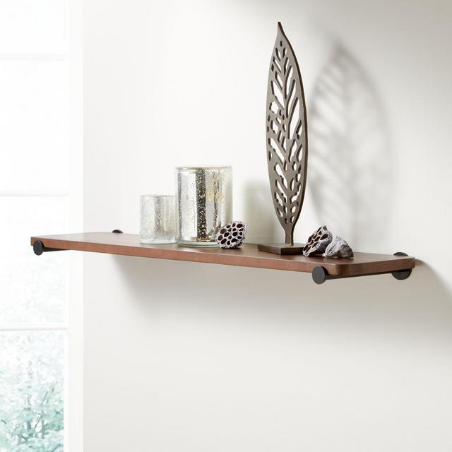 Riggs 36" Walnut Shelf with Black Dot Brackets