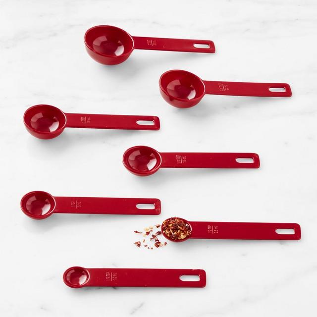 Williams Sonoma Round Melamine Measuring Spoons, Set of 7, Red