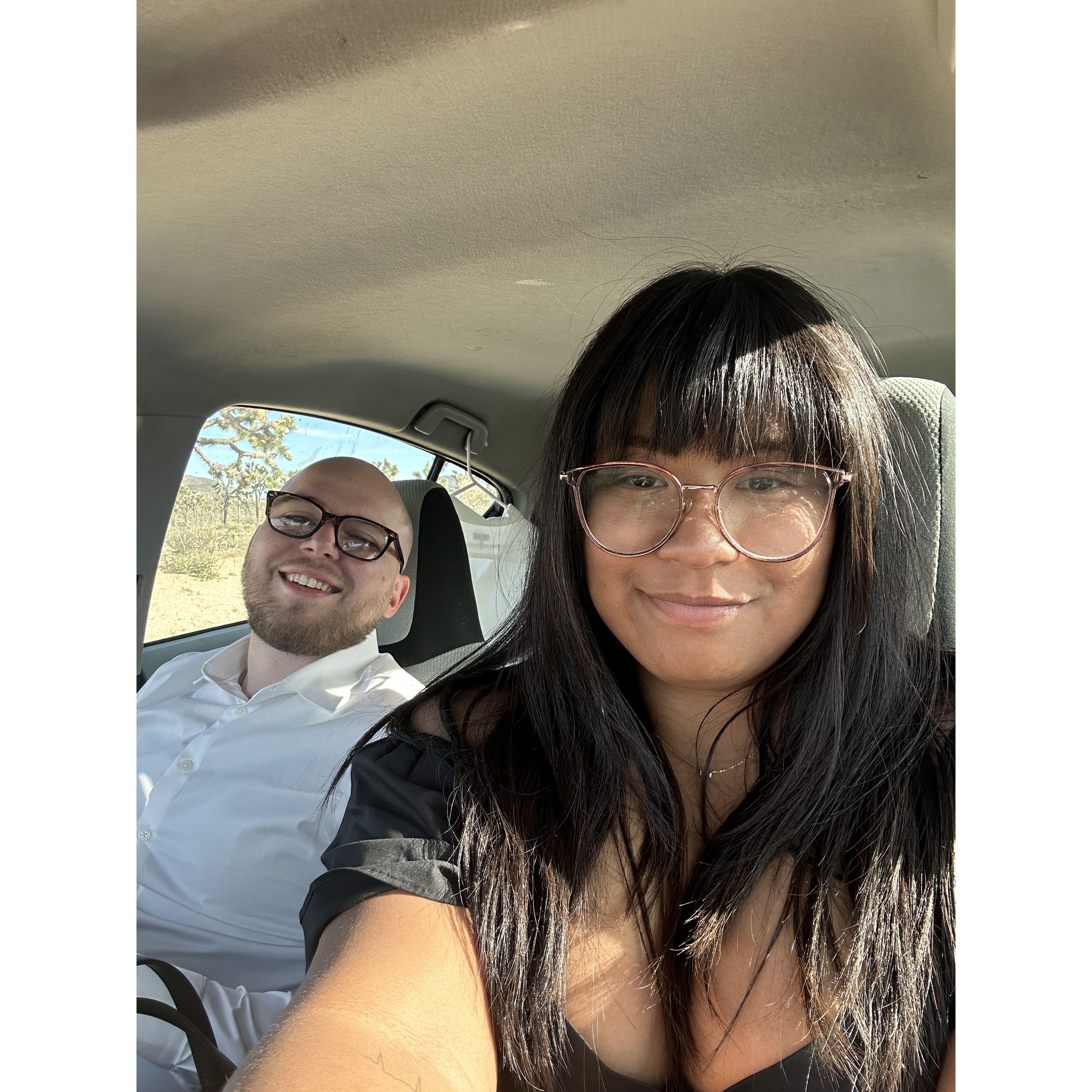 A selfie from the day of our engagement photos.