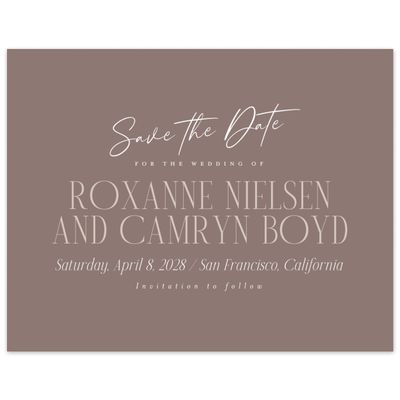 Brown Modern Wedding Digital Save the Date - Kosrae Landscape