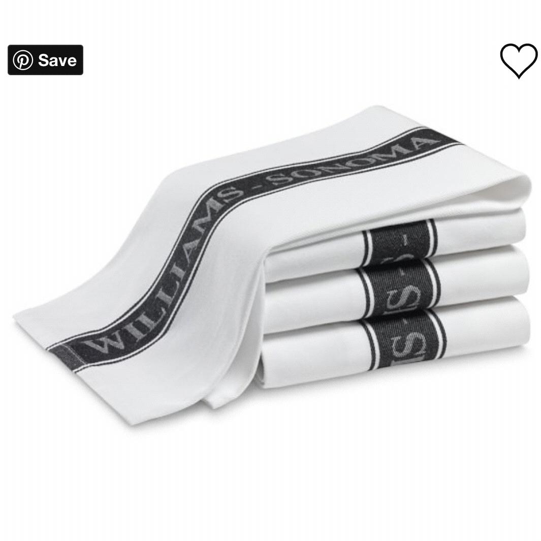 Williams Sonoma Classic Logo Towels, Set of 4, Jet Black