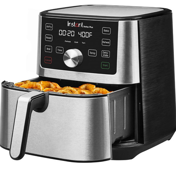 Instant Pot 6QT VORTEX Plus Air Fryer, 6-in-1, Air Fry, Broil, Dehydrate, Crisp, Roast, Reheat, Bake, Dishwasher-Safe Airfryer basket, from the Makers of Instant Pot, Stainless Steel