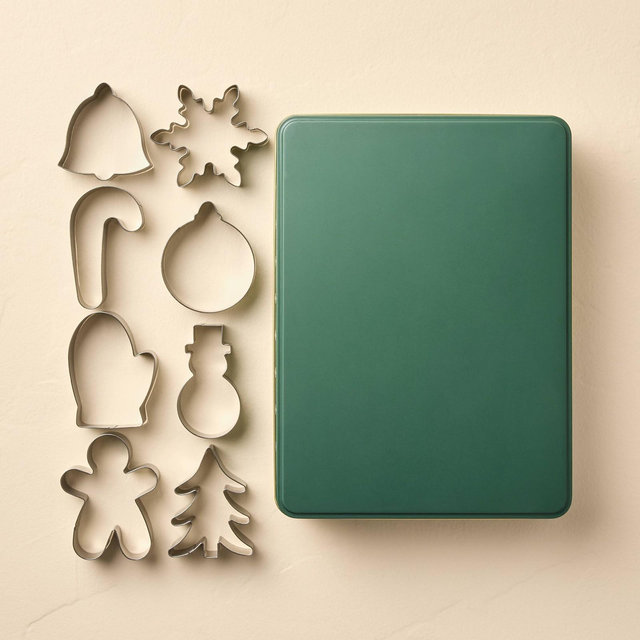 Set of 8 3.5L 'Merry Christmas' Rectangle Cookie Tin Solid Green - Hearth & Hand™ with Magnolia