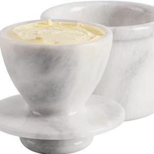 Radicaln Marble Butter Keeper 4.25'' Inches White Handmade French Butter Holder For Kitchen Counter Decor Ideal Butter Crock For Counter With Water & Butter Crock For Kitchen