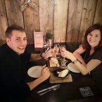 Celebrating our engagement in favourite local restaurant.