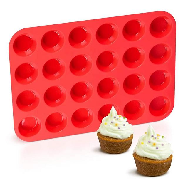 Silicone Muffin Pan Mini 24 Cups Cupcake Pan, Nonstick BPA Free Silicone Baking Pan 1 Pack