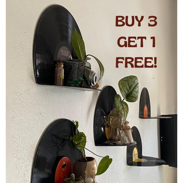 BUY 3 GET 1 FREE!! Vinyl Record Shelf!! Retro Vinyl Record Wall Decor, Vinyl Record Shelf, Decorative Floating Wall Shelves