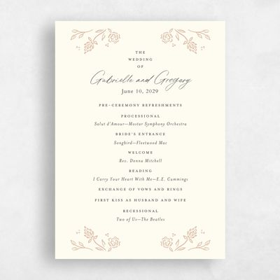 Light Butter, Beige Wedding Program - Clarian