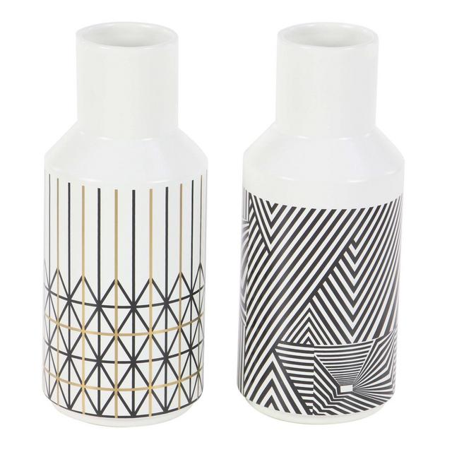 Vase Set of 2 - White/Black - Olivia & May