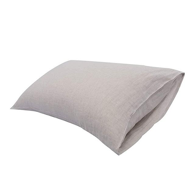 DAPU Pure Stone Washed Linen Pillowcases 1 Pair Woven from 100% Fine French Natural Flax (Natural Linen, Queen)