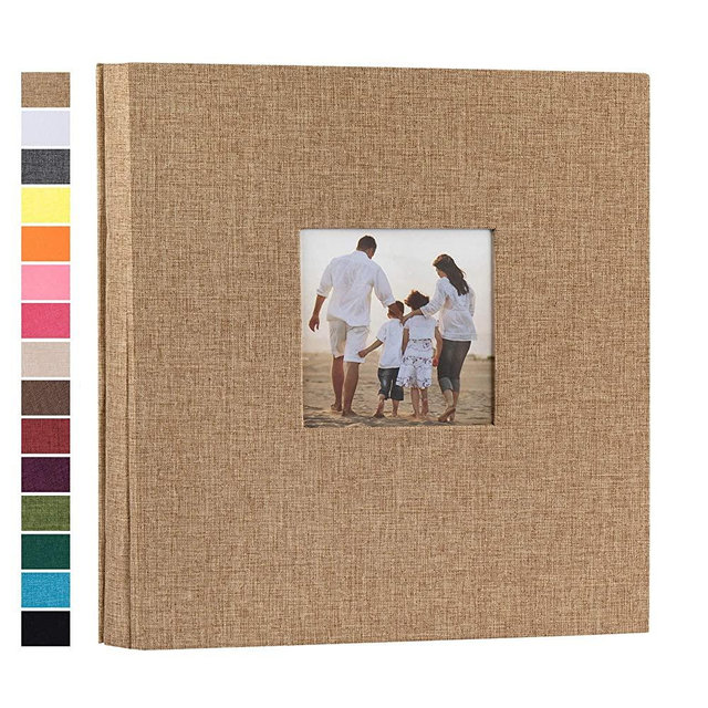 potricher Linen Hardcover Photo Album 4x6 600 Photos Large Capacity for Family Wedding Anniversary Baby Vacation (Khaki, 600 Pockets)