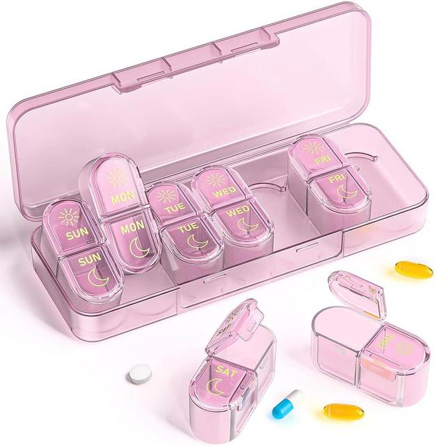𝐏𝐢𝐥𝐥 𝐎𝐫𝐠𝐚𝐧𝐢𝐳𝐞𝐫, Am & Pm Pill Organizer 7 Days, Weekly Pill Organinzer 2 Times a Day, Pill Box 7 Day, Medicine Pill Organizer for Travel, Vitamins, Fish Oils, Supplements