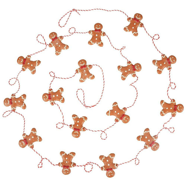 9 Foot Mini Gingerbread Man Christmas Garland | Cute Small 2 Inch Claydough Gingerbread Men Christmas Tree Garland | Gingerbread Cookie Candy Theme Trees | Garland Christmas Decorations For Indoor Use
