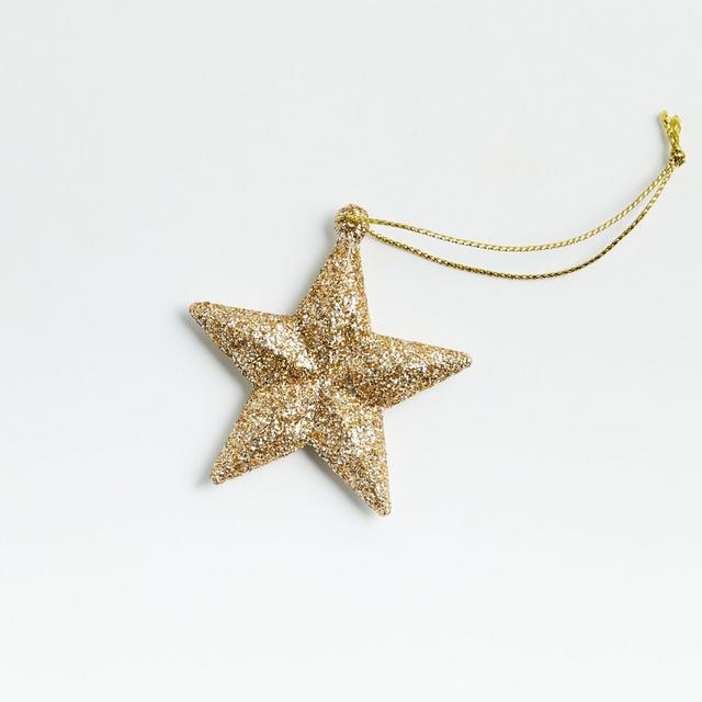 Gold Glitter Star Christmas Ornament
