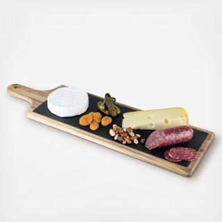 Rustic Farmhouse Slate & Wood Cheese Paddle