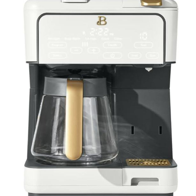 Beauti Multi Brew 12 Cup Programmable Drip & Single Serve Coffee Maker, Versatile Brewing (6oz, 8oz, 10oz, 12oz, 14oz), Pods or Ground, Over Ice option, Keep Warm mode (White)