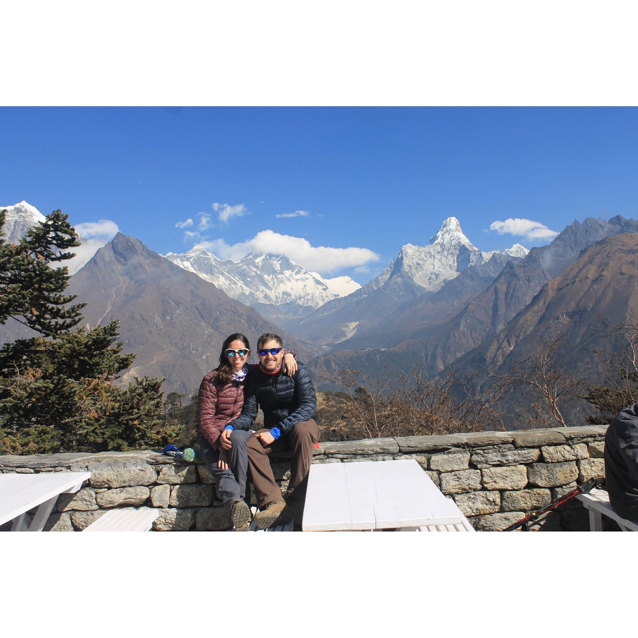 This was our first view of Mt Everest's summit during our 12 day trek to Everest Base Camp. We had tea at the Everest View Hotel and briefly considered checking in and scrapping the rest of the trek.