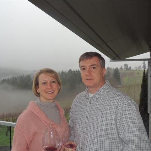 Enjoying wine in Oregon.