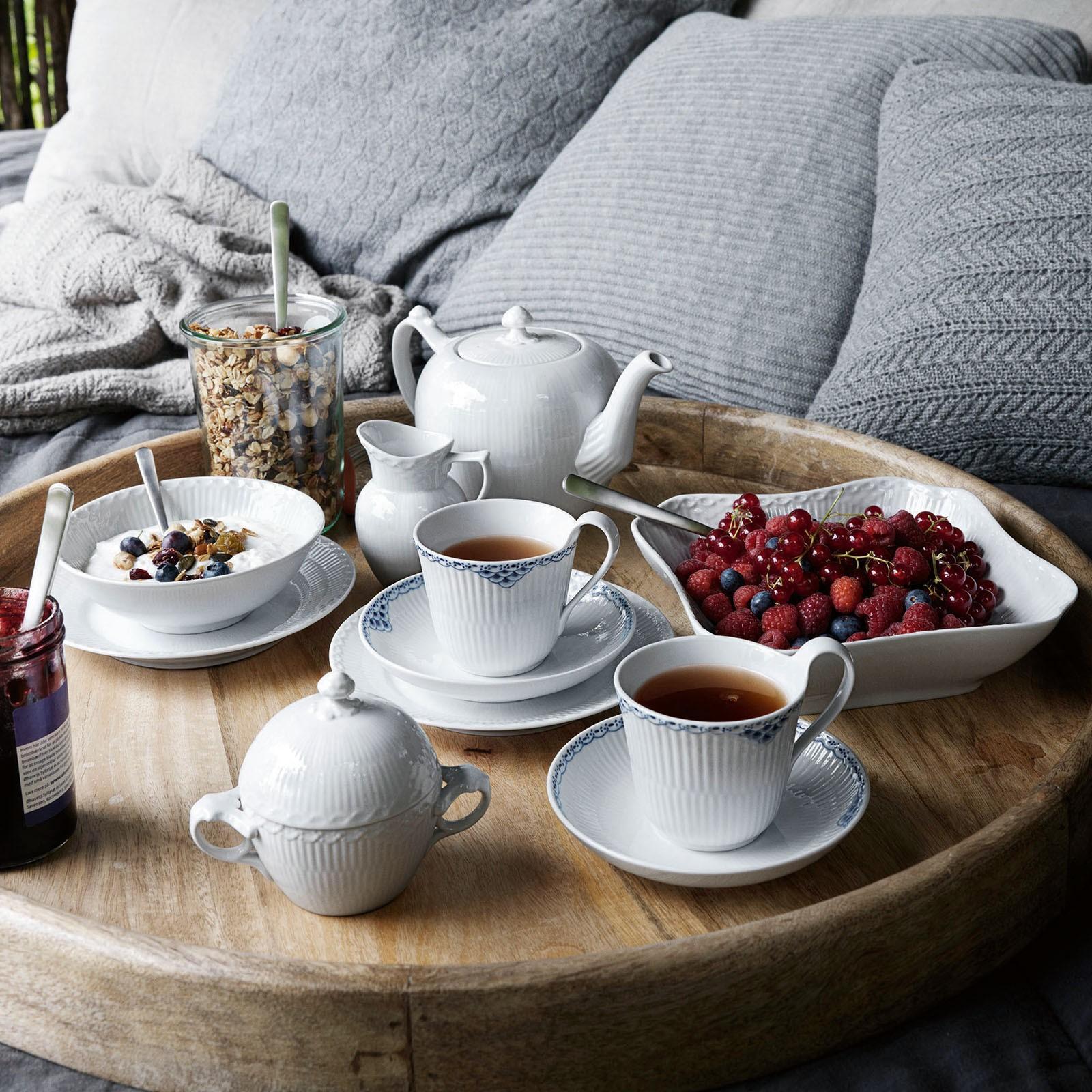 White Fluted Half Lace Tea Pot - Thumbnail 5