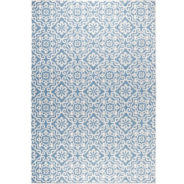 Nicole Miller 6'6" x 9'2" Danica Outdoor Patio Country Rug Blue/Gray