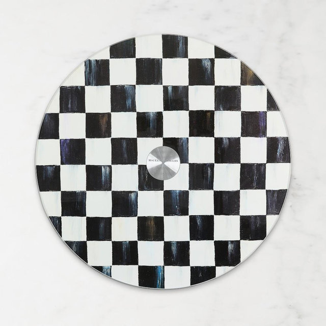 MacKenzie Childs Courtly Check Glass Lazy Susan