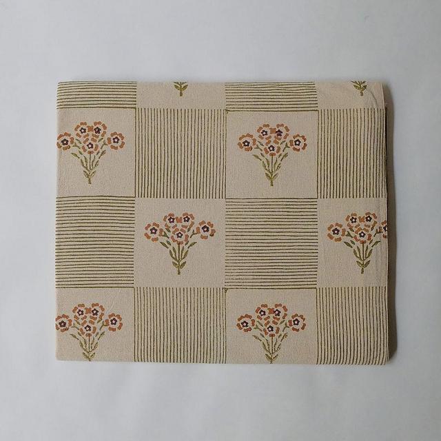 Shreya Hand Block-Printed Cotton Tablecloth, Olive