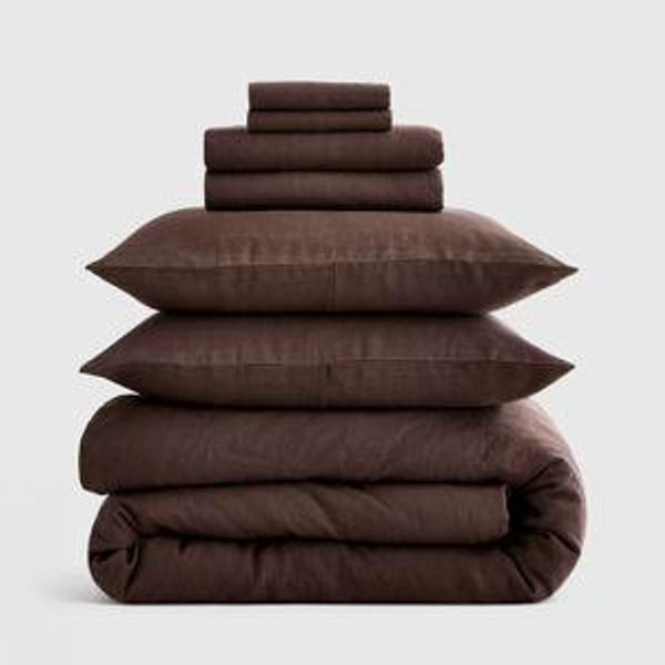 European Linen Deluxe Bedding Bundle - Queen (Espresso or Olive)