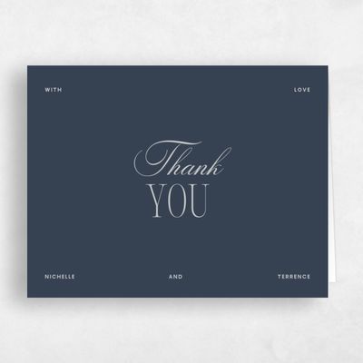 Grayed Navy, Blue Wedding Thank You - Solange Landscape