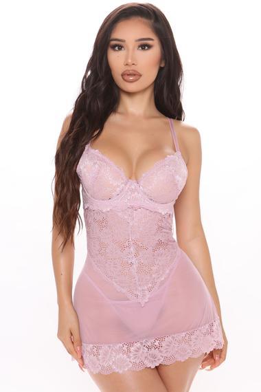 Keep Her Secret Lace Babydoll - Mauve