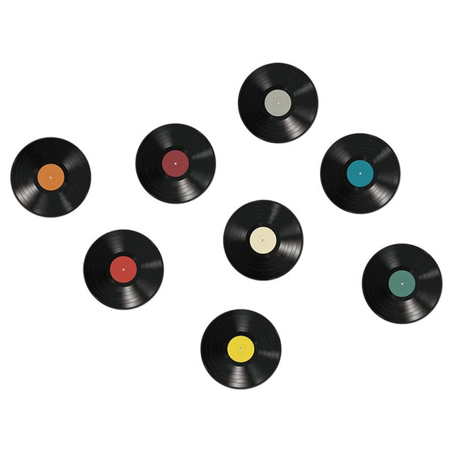 WrtmyR 8 Pcak Blank Vinyl Records Decor, 9" Wall Collage Kit Aesthetic Pictures, CD Album Cover Posters Bedroom Decor for Teens Boys Girls, Rock and Roll Music Party Decorations (Made By Cardboard)