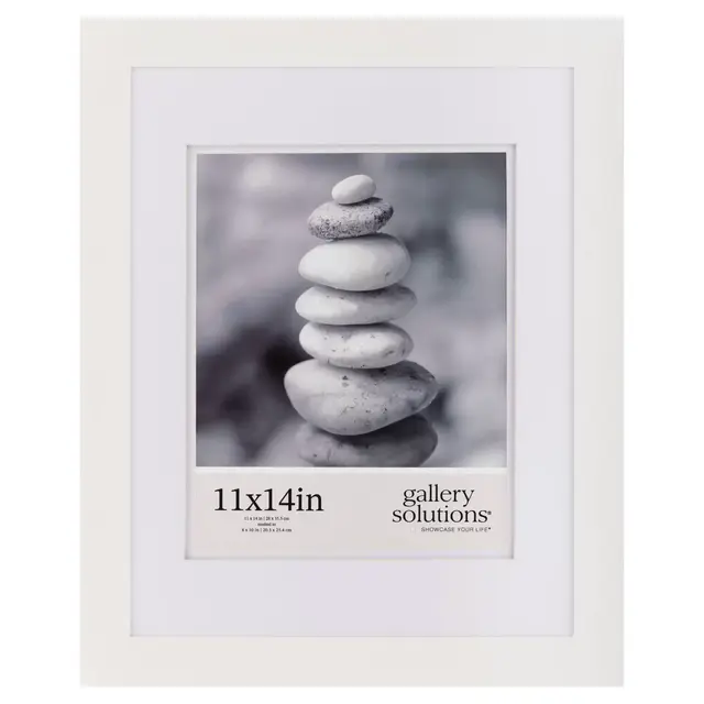 Gallery Solutions 11"x14" Matted to 8"x10" Double Mat Photo Frame White