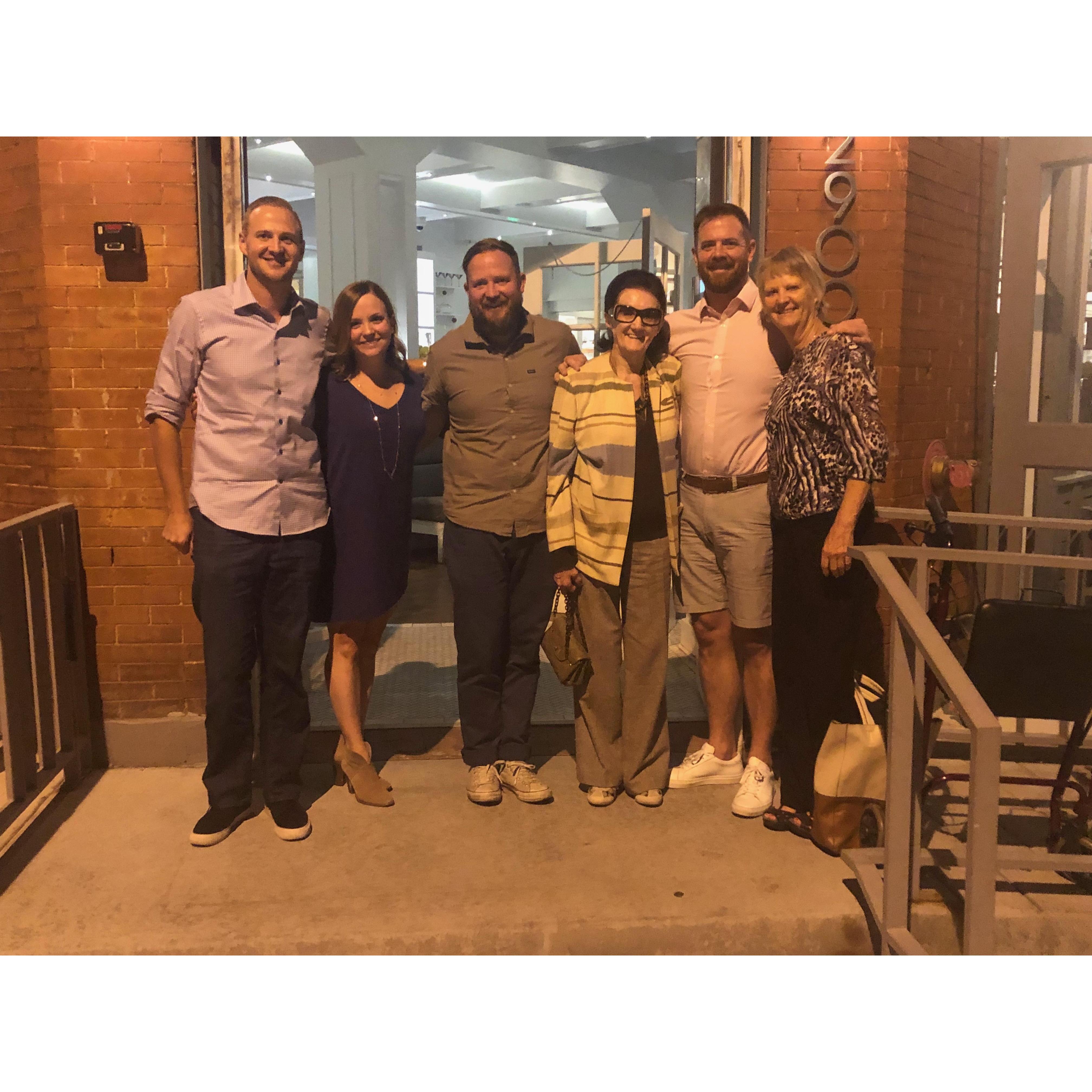 Travis's brother Brady came to visit. Dinner at Sartos in Denver. September 2018