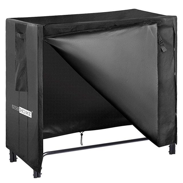 VIVOHOME 4ft Waterproof Log Rack Cover, Heavy Duty 600D Oxford Outdoor Firewood Storage Cover with Zipper and Hook Loop Tape (log rack not included)