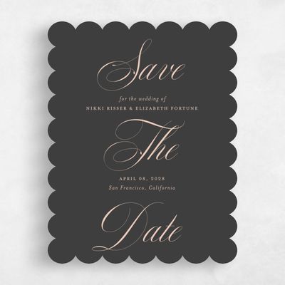Black Scalloped Wedding Save the Date - Thorn Classic