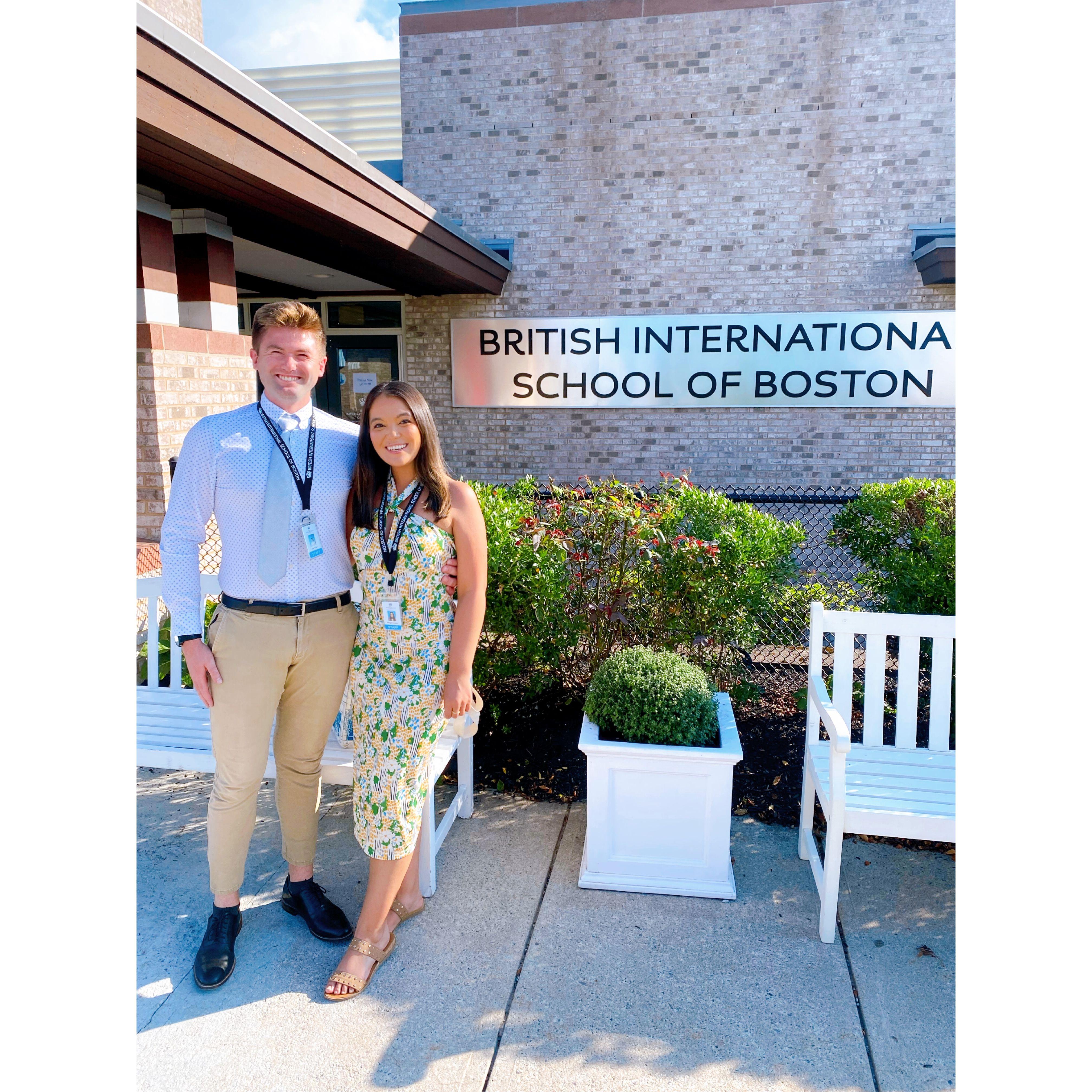 Joe and I work at the British International School of Boston. We always take a picture together on the first day of school.
