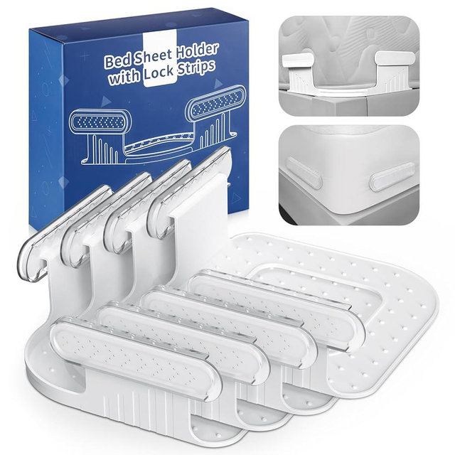 Bed Lock Sheet Holders Fit All Sheet Size, New Upgrade Sheet Straps Keep Sheets Firm & Tight, Bed Fitted Sheet Holder for Corners, Sheet Clips, Mattress Sheet Holder Strap, Sheet Secure Lock Fasteners