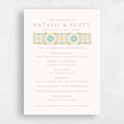 Dusty Terra Cotta, Blue Wedding Program - Oluveri