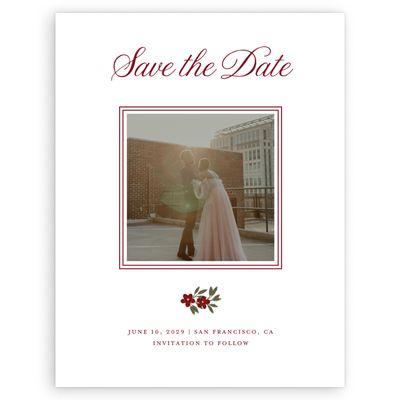 Red Bordered Wedding Digital Save the Date - Cassie Photo