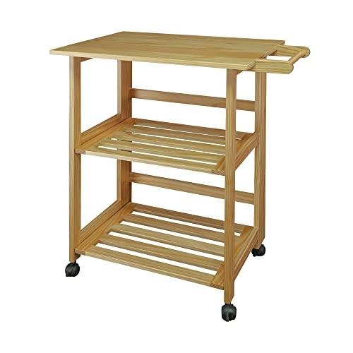 Casual Home Trek Folding Natural Kitchen Cart, 27" W