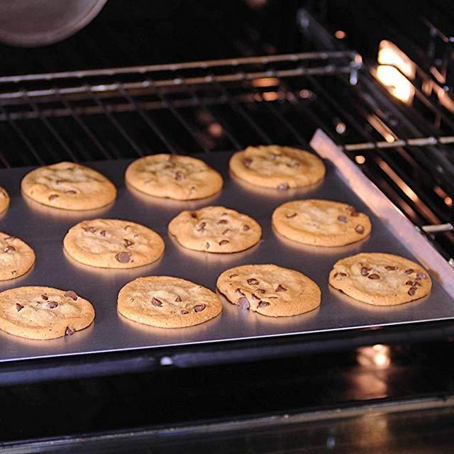 Crown 2-piece Cookie Sheet set, 14 x 16.5 inch, Professional Quality Cookie Sheets, Extra Sturdy, Double-Tapered Rims, Even Heat Distribution, Easy Clean up, Pure Food Grade Aluminum