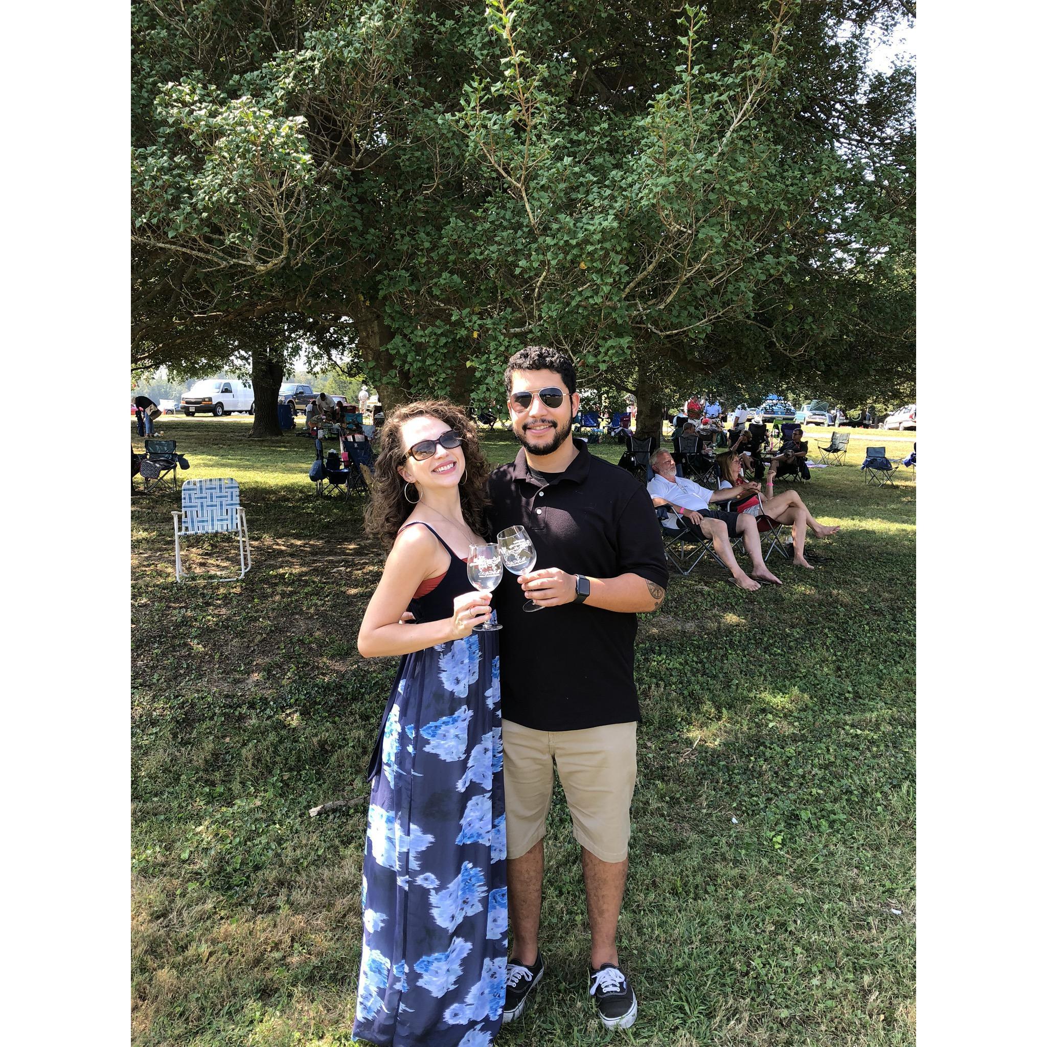 Third anniversary of meeting at the Wine & Oyster Festival. Sarah always wears the blue dress she was wearing when Ricky first saw her. And Ricky was wearing a black polo. They're kind of sentimental.