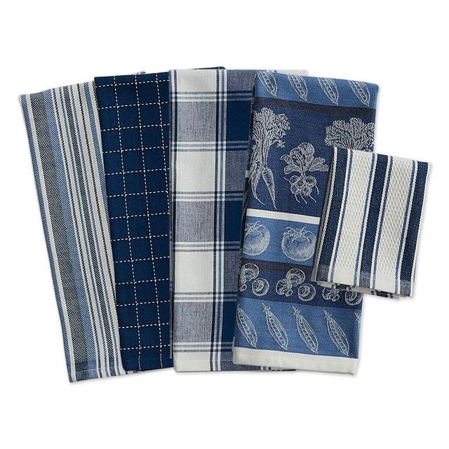 DII® Design Imports 5-Pack Assorted Pattern Kitchen Towels in North Sea