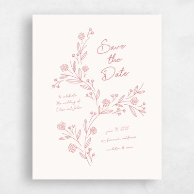 Pink Coral Wedding Save the Date - Larian Portrait