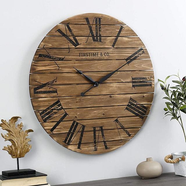 FirsTime & Co. Brown Farmhouse Planks Clock, American Designed, Brown, 29 x 2 x 29 inches