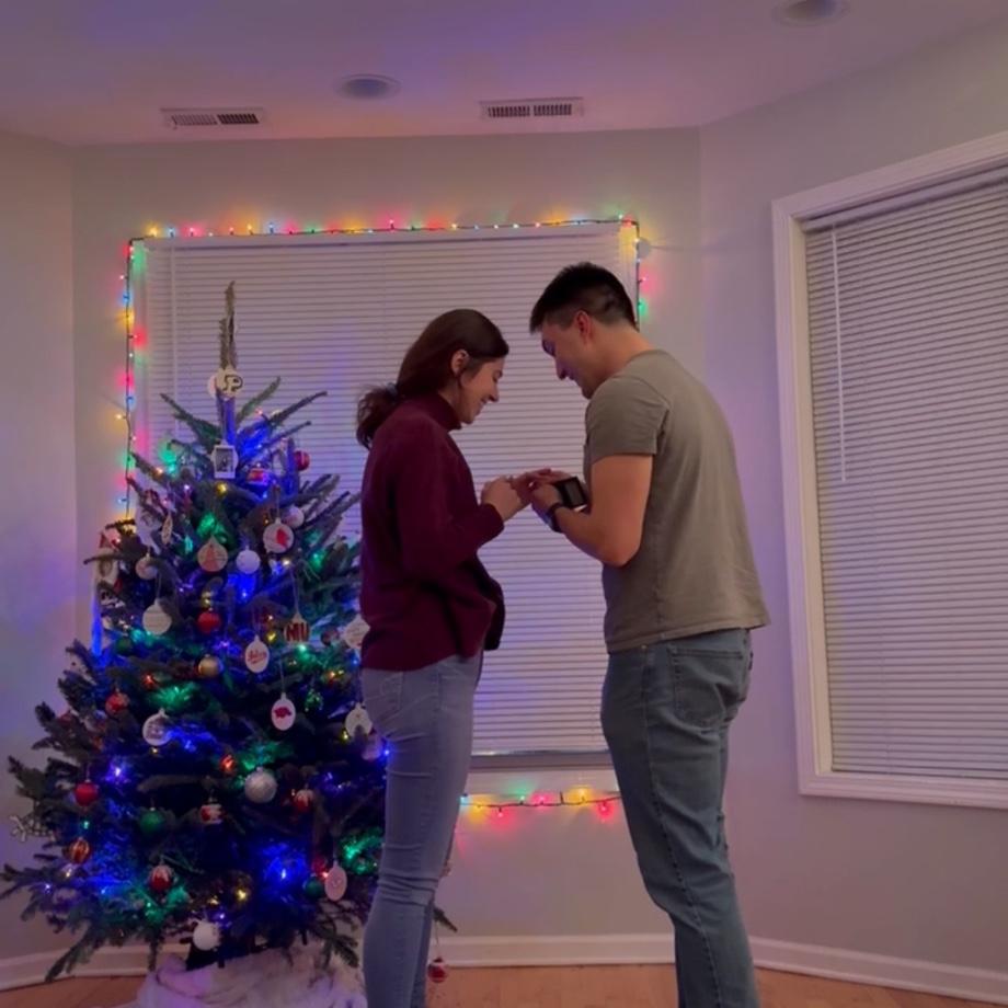Francis secretly recorded the proposal — here are a few of our favorite stills from the video! Trying on the ring.