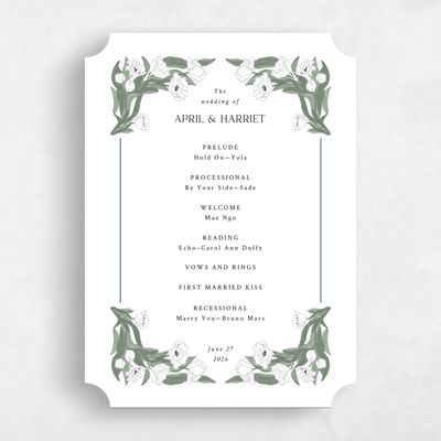 White Ticket Wedding Program - Willmore