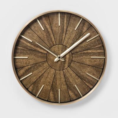 16" Segmented Walnut Brass Wall Clock Brown - Project 62™